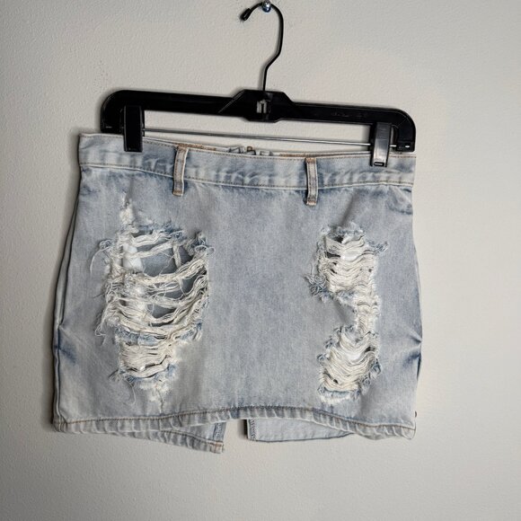 One Teaspoon Women's Blue Mini Freelove Distressed Mini Pencil Skirt - Size 25 - Picture 1 of 4